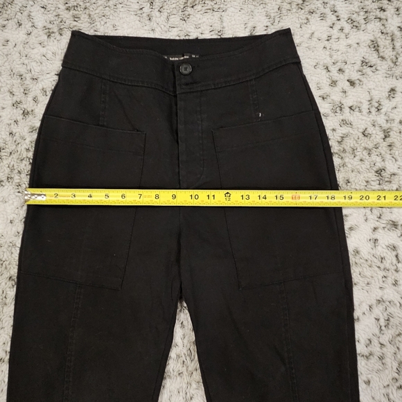 Zara SZ XS Black Roomy Barrel Leg Hi Rise Button Fly Cropped Utility Pants - Picture 7 of 13